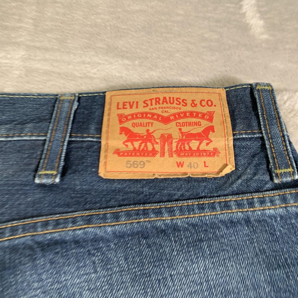 Y2K Levis 569 Shorts Mens‎ 40 Blue Denim Loose Straight Baggy 5-Pocket Zip Fly - Picture 13 of 13